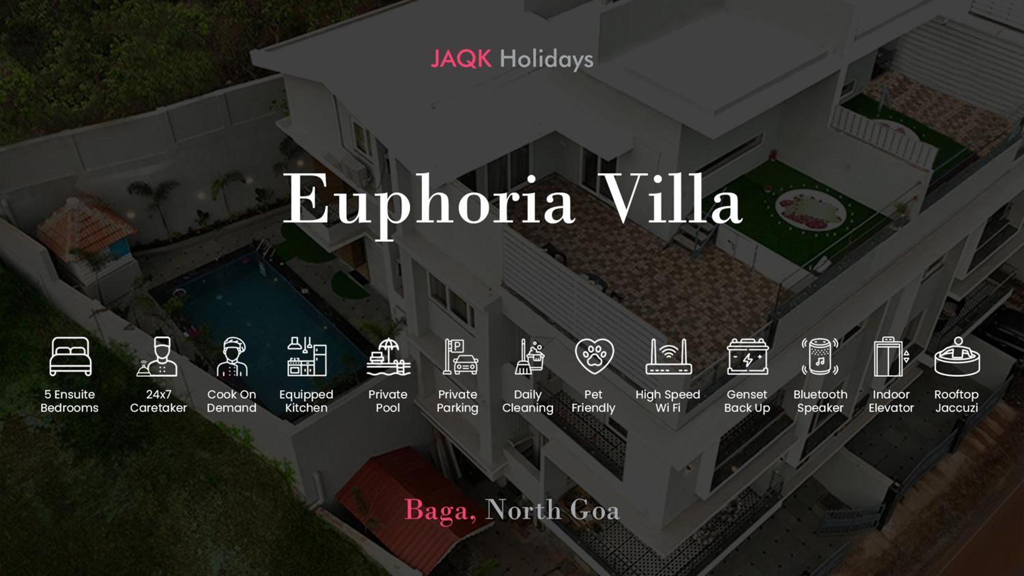 Euphoria Luxury Villa - 5Bhk - Private Pool - Jacuzzi, 바가 외부 사진